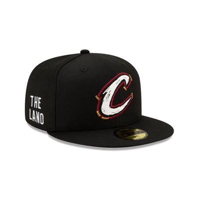 Black Cleveland Cavaliers Hat - New Era NBA City Edition Alt 59FIFTY Fitted Caps USA1597682